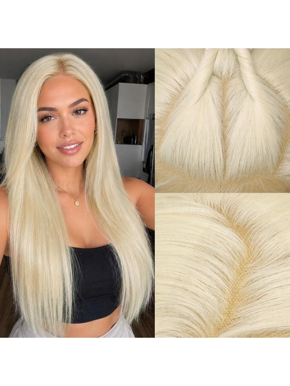 Women's blonde Glueless Synthetic Lace Front Pre-Plucked Hairline 28 Inch